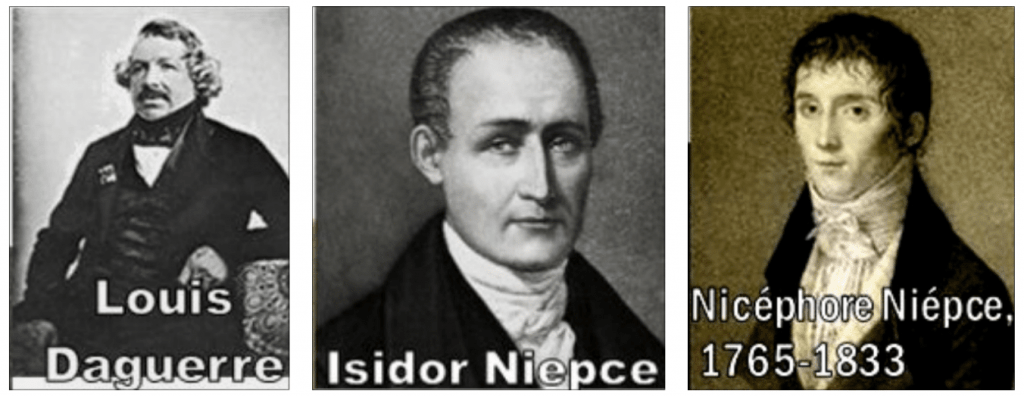 Louis Daguerre, Isidor Niepce, and Nicephore Niepce