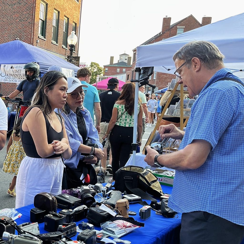 Photograph of PHSNE member and attendees at a Gloucester Block Party